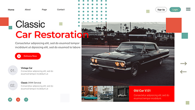 Car Restoration landing Page appdesign cars design dribble dribblers figma mobileapp sketch ui uidesign uiux unsplash ux web webdesign website xd