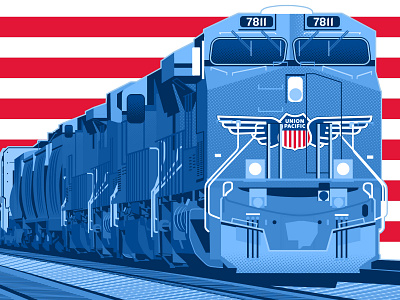 Union Pacific Environmental Graphics adobe illustrator brand branding design egd environment environmental graphics experiential graphic art graphic design graphic illustration illustration logo nebraska omaha train illustration typography union pacific up vector