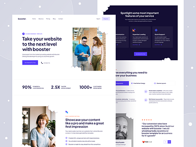 Booster Landing Page - Webflow Business Template blue business website clean website design landing page landing page desing landingpage minimal design tranding ui uiux user experience user interface web design webflow template website