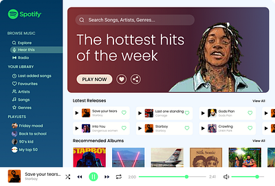 Spotify redesdign design interface music product design redesign ui ux