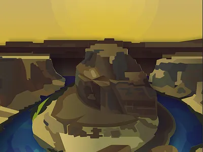 Horseshoe Bend arizona az bend canyon desert grand grand canyon illustration national parks rock