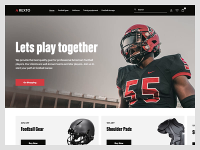 Sports Gear Store animation black brutalism clean ecommerce football landing page minimalism online red shop simple store ui ux website