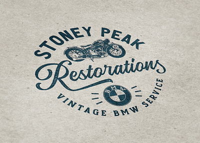 Logo Design: Stoney Peak Restorations, Victoria BC bmw branding design graphic design illustration jesse ladret logo malcontent creative motorcycles print restorations stoney peak typeography vancouver island victoria bc