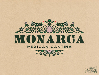 Monarca Mexican Cantina branding culture family-friendly festival floral flower graphic designer hospitality illustrator leaves logo design mexican mexico new york orange county ornament restaurant timeless vector visual identity