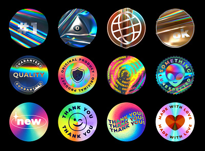 Iridescent holographic foil stickers emblem foiled paper gradient mesh holographic iridescent mesh gradient nft original product quality guaranteed round sticker