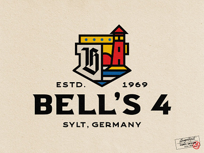 Bell's 4 adobe illustrator badge beer black lettering clean emblem football germany gothic island lighthouse logo design modern vintage portfolio pub restaurant sea travel vibrant vintage