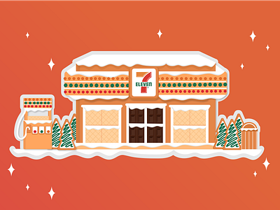 Gingerbread store brand branding christmas convenience cookie design dessert flat ginger gingerbread gingerbread house gradient holiday illustrator orange shop snow store winter