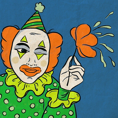 Gotcha - Clown Illustration artwork clown digital art draw everyday halloween illustration procreate retro