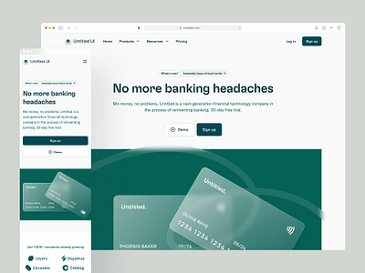 Banking landing page — Untitled UI banking cards clean ui credit cards daily ui design system figma home homepage landing page minimal minimalism simple ui kit web design webflow