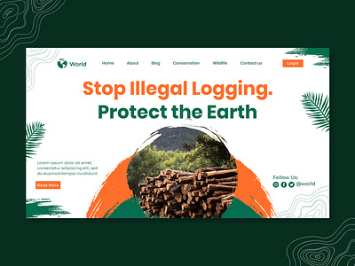 Landing Page Template World Conservation branding conservation graphic design illustration landing page nature ui web design wildlife world world love