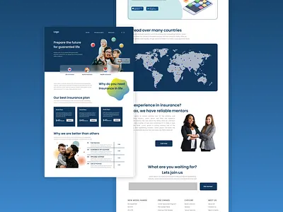 Insurance Landing Page awesome illustration insurance mobile responsivedesign ui uidesign ux website