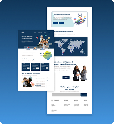 Insurance Landing Page awesome illustration insurance mobile responsivedesign ui uidesign ux website
