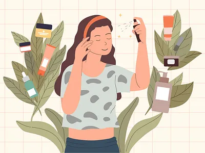 skincare routine art design flat girl illustration illustrator vector
