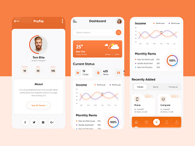 Profile & Statistics App Design branding chart dashboard app design folder graph graphic design profile app design statistics ui uiux design weather info