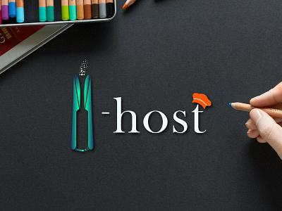 Modern Logo For I-HOST brand identity branding design fastfood logo flat graphic art graphic design graphics design icon illustration lettering logo minimalist modern restaurant restaurant logo typography ui vector website