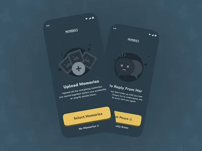 Empty States (Dark Mode) cute dark dark mode dark ui empty page empty state kawaii minimal salmanwap ui design yellow