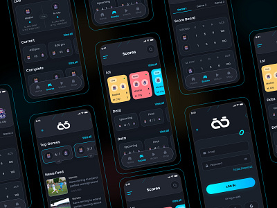 Gaming Dark Theme Mobile App app design clean design creative gaming app design gaming mobile app mobile app design mobile application sports app design ui ux design