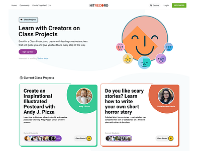 HitRecord - Class Projects desktop education elearning interface pop ui website