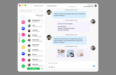 Multi Website Chat support in one app - Chat App chat app chat design chat support design graphic design multisite chat ui