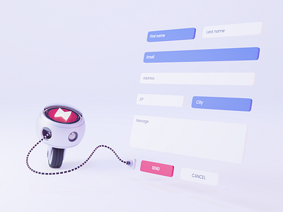 Analyzing Form Usage 3d ai algolia b3d blender blender3d bot design form illustration recommend robot