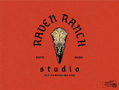 Raven Ranch alternative bird black and white blacklettering creative dark fashion font gothic halloween hand drawn illustration ink jewelry logo raven red skull tattoo vintage