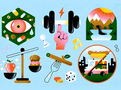 Inside Hook apple balance crossfit drugs editorial eye fitness game hot dog illustration magazine ness