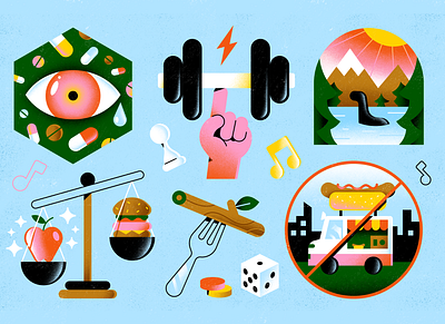 Inside Hook apple balance crossfit drugs editorial eye fitness game hot dog illustration magazine ness