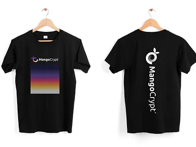 MangoCrypt T-Shirt design - 1 apperal art director brand strategy branding gradient illustration logo logo design logo designer logo maker logomark merch design merchandise design minimalist modern logo t shirt tee shirt tshirt vector symbol icon mark color wordmark