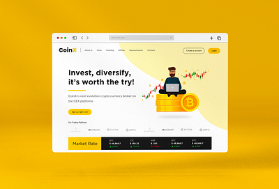 CoinX Web UI-1 bitocin black branding creative cryptocurrency cryptoexchange cryptoweb etherum exchange graphic design logo ui ux vector webdesign webmockup website yellow