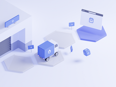 Tabletop Digitalization 3d algolia b3d blender blender3d board game design illustration isometric truck warehouse