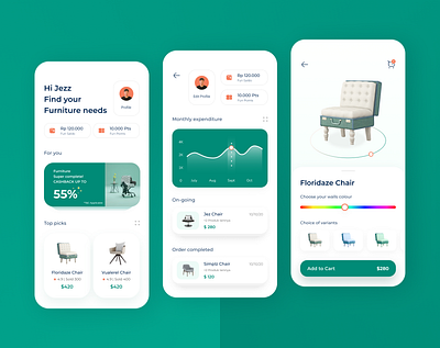 Furnap mobile application - Furniture shop app chair design furnap green humble mobile modern popular shop simple trend ui uidesign uiux userinterface ux yogyakarta