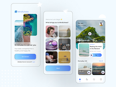 Mindfulness App (Free) adobe xd animation app design branding design figma graphic design illustration logo meditation app mindfulness app ui ui design ui kits uidesign uiux user experience user interface design userinterface ux design