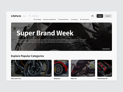 LifeParts. - e-Commerce Web Design for Online Store agency big typography brand branding business clean concept corporate design ecommerce landing page minimal minimalist online shop service ui ui design ux web web design