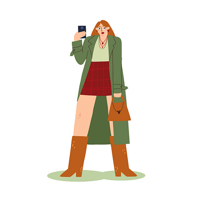 selfie bright design flat girl illustration selfie vector