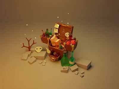 Wizard’s stash 3d 3d art 3d design 3d illustration 3dart blender box chest illustration magic box stash wizard