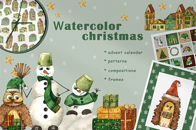 Watercolor christmas frame
