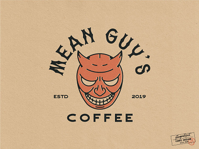 Mean Guy's Coffee branding design cartoon coffee creative dark devil evil graphic design head identity design illustration illustrator logo logo design logo designer packaging skull texture vector western