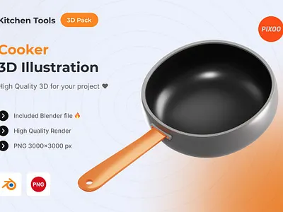 Cooker 3D Kitchen Illustration 3d 3d art 3d icon 3d icons 3d illustration 3d object app concept design graphics design icon icon design icons icons design illustration kitchen logo object page ui