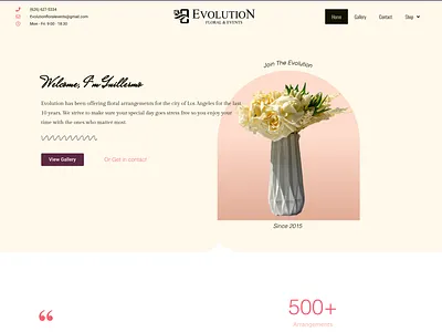 Evolution Floral Arrangements adobexd branding design elementor hollywood losangeles ui webdesign