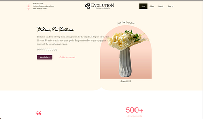 Evolution Floral Arrangements adobexd branding design elementor hollywood losangeles ui webdesign
