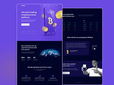 BITNOW - trading platform bitcoin crypto design designer landingpage minimal ui ux website