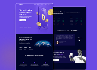 BITNOW - trading platform bitcoin crypto design designer landingpage minimal ui ux website