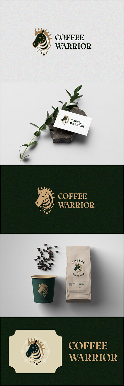 Coffee Warrior aesthetic animal brand branding coffee graphic design green horse logo