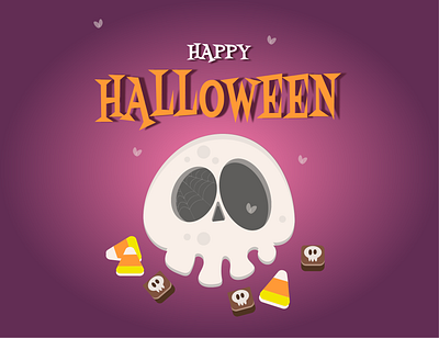 Happy Halloween card 2d character design flat graphic design halloween illustration scull vector