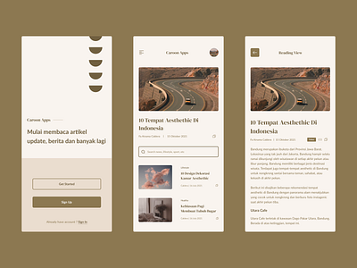 Caroon App - News App UI blog app brown news app ui