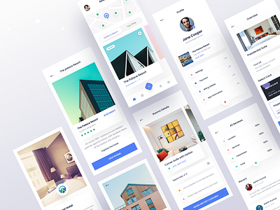 Retro - Real Estate Mobile App 🔥🏢 app best shot clean ui concept creative app dark design illustration mobile mobile app design popular real estate trending ui uiux