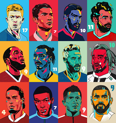 Footballers football footballers illustrated illustrated portrait illustration illustrator people portrait portrait illustration portrait illustrator portrait madness procreate sports