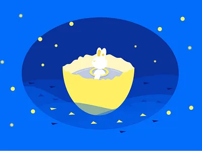 moon ai animal design flat illustration gift illustraion illustration logo ui