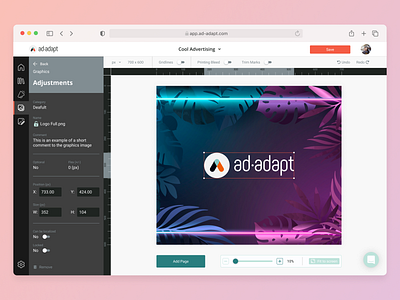 Ad-Adapt - Brand Management Platform brand brand management platform design creation design platform elinext graphic design graphic design platform graphics creator grid localization platform logo marketing platform pdf creator text editing ui ui design ux