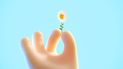 Fat (but cute) hand 3d cartoon cute design flower graphic design hand illustration render toy